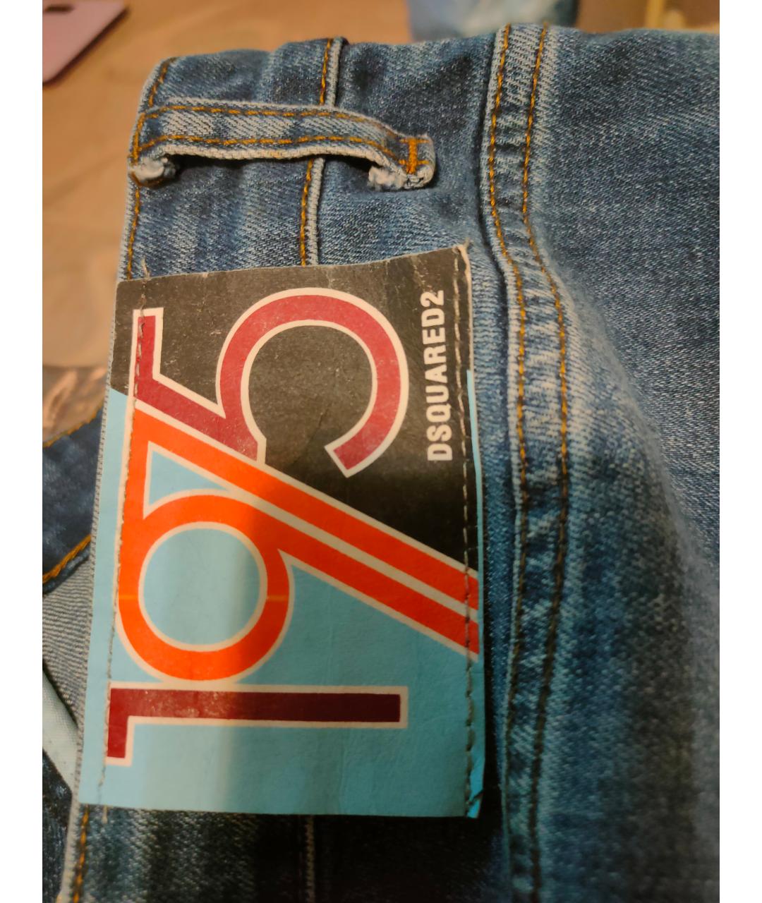 DSQUARED2 Синие хлопковые прямые джинсы, фото 7