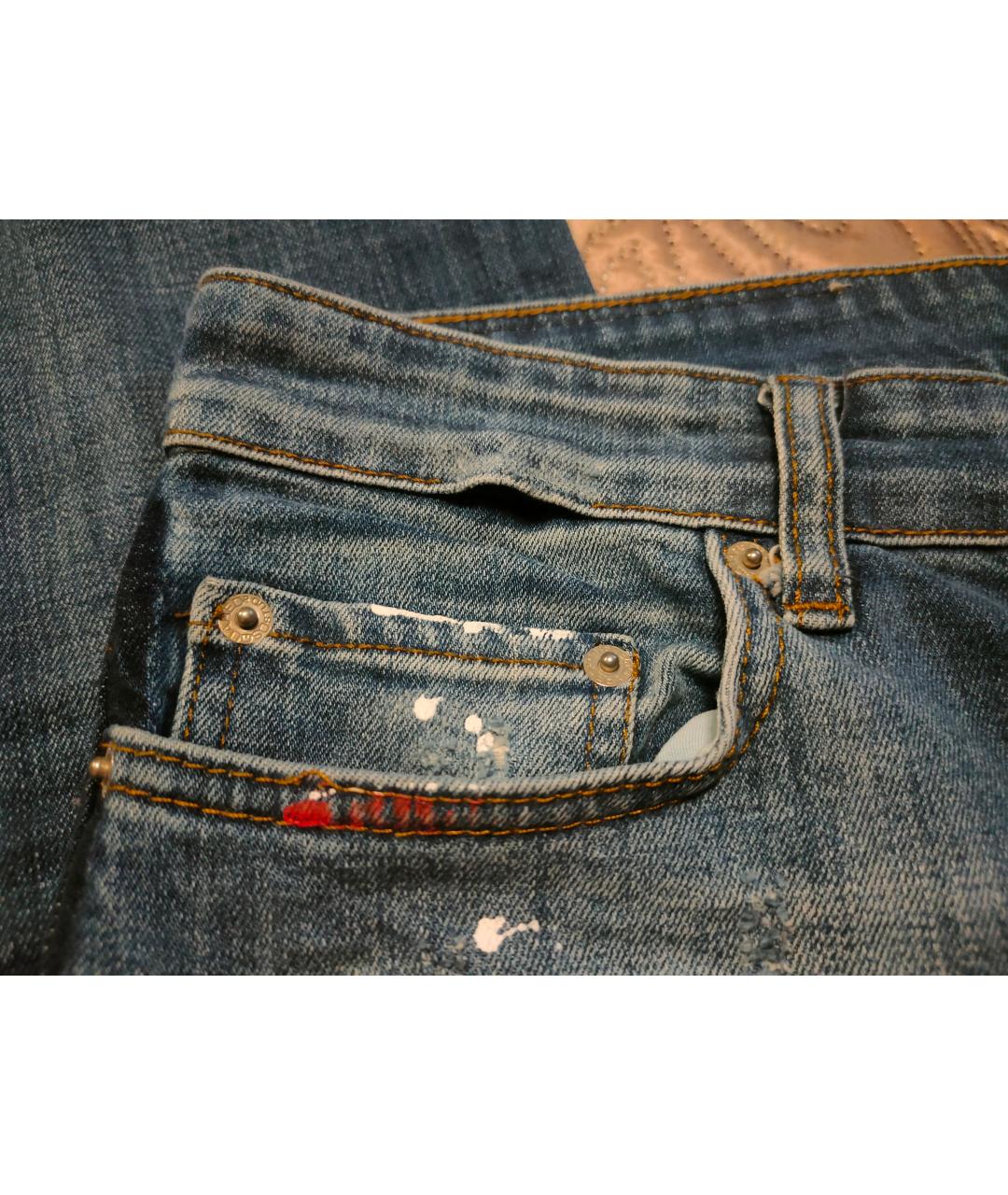 DSQUARED2 Синие хлопковые прямые джинсы, фото 8
