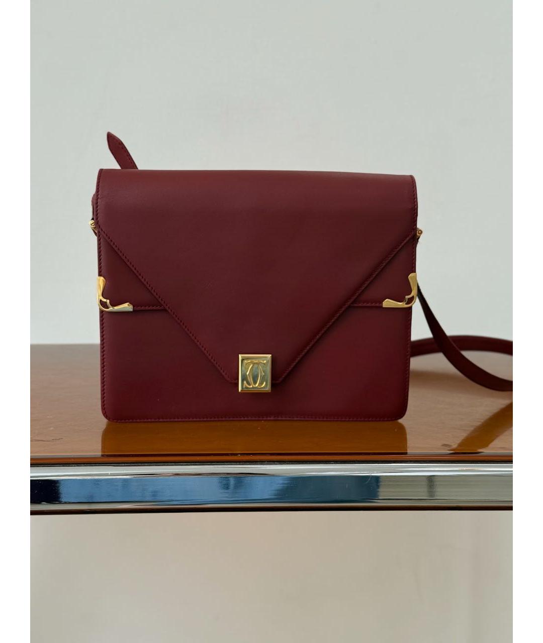 CARTIER Бордовая кожаная сумка через плечо, фото 9