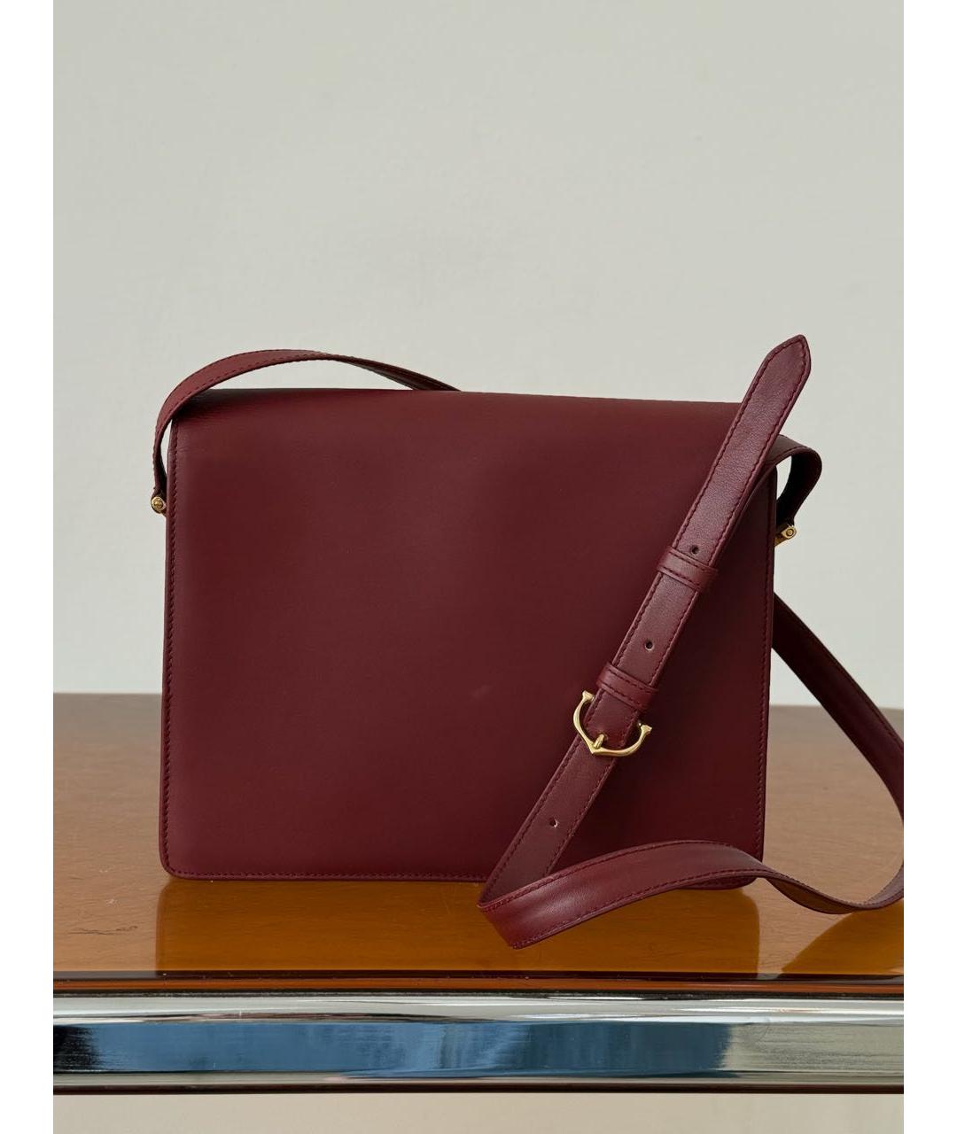 CARTIER Бордовая кожаная сумка через плечо, фото 2