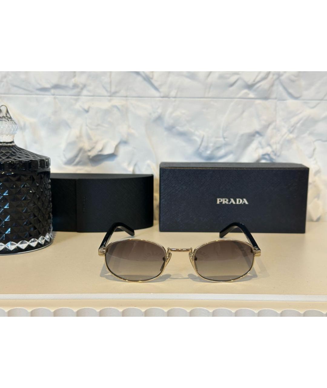 PRADA Антрацитовые металлические солнцезащитные очки, фото 7