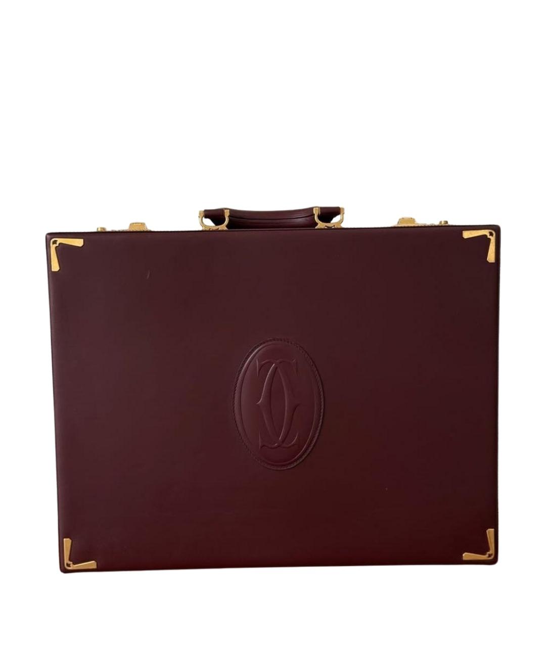 CARTIER Бордовый кожаный портфель, фото 1