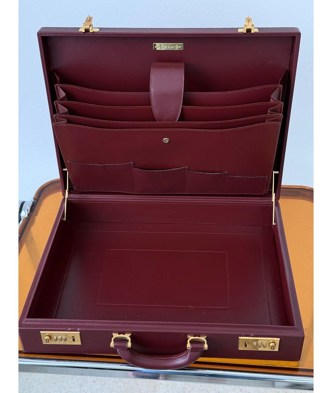 CARTIER Бордовый кожаный портфель, фото 5