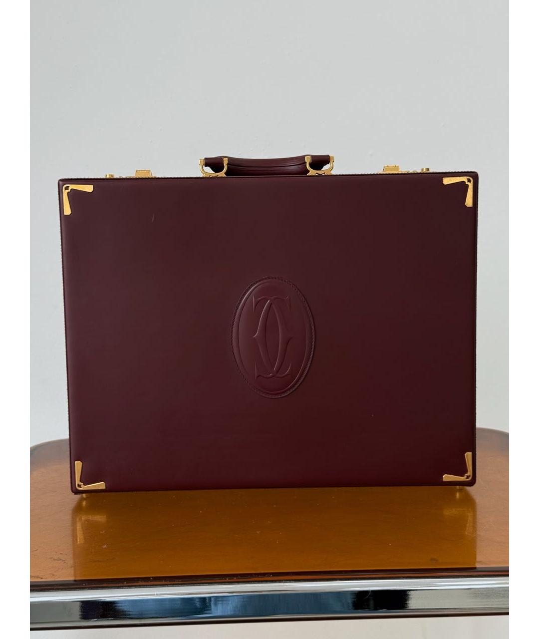CARTIER Бордовый кожаный портфель, фото 9