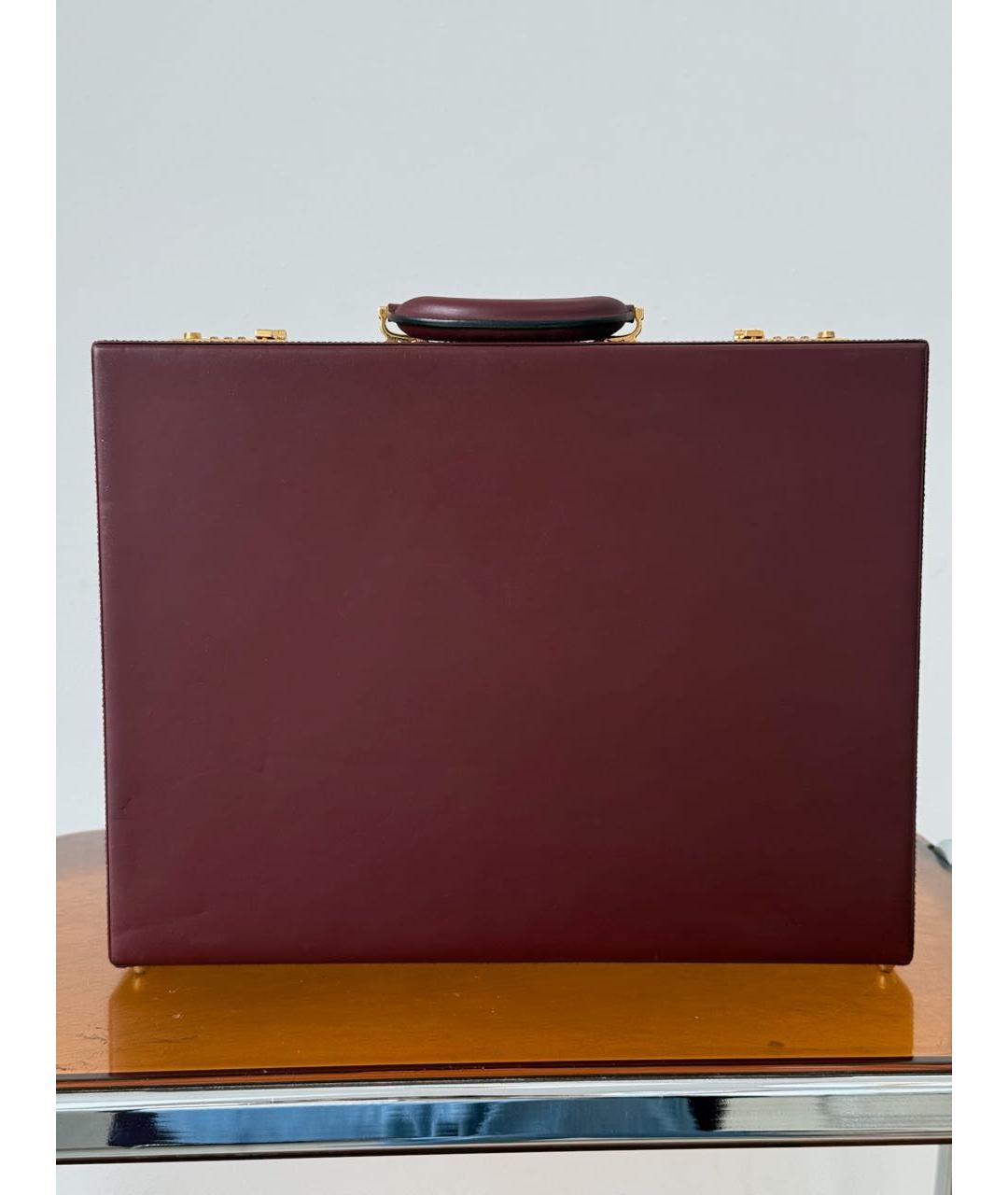CARTIER Бордовый кожаный портфель, фото 2