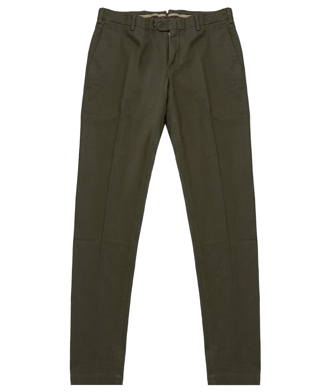 LORO PIANA Зеленые хлопковые повседневные брюки, фото 1