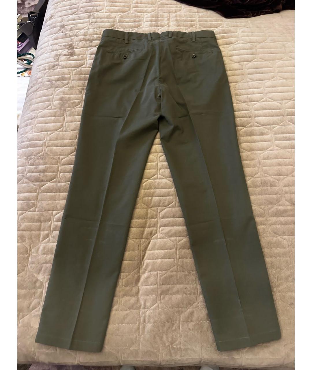 LORO PIANA Зеленые хлопковые повседневные брюки, фото 2