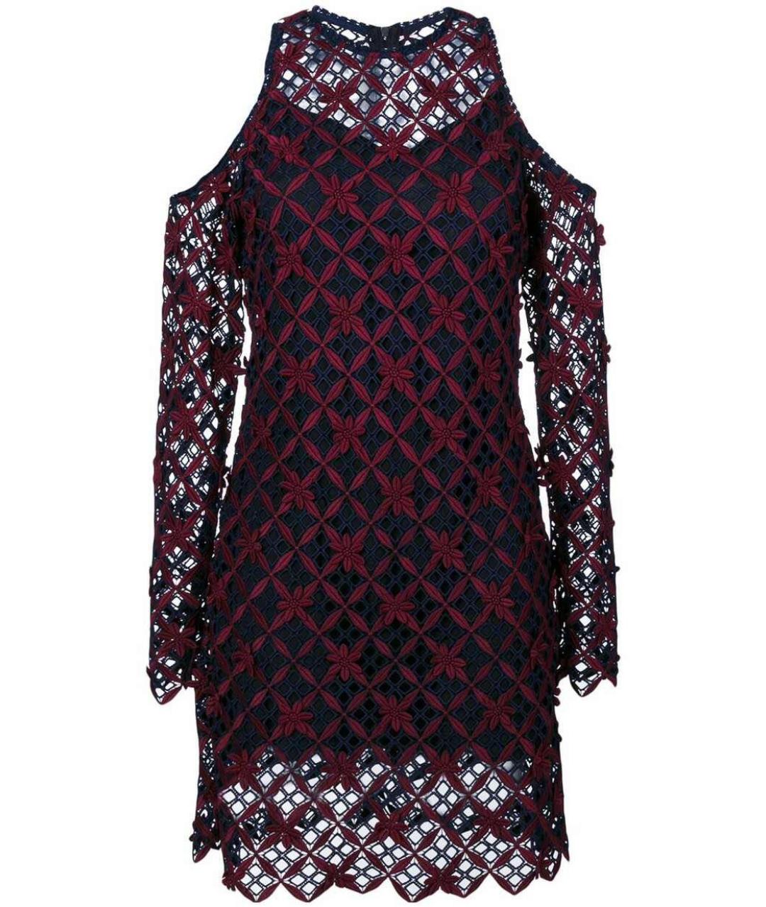 SELF-PORTRAIT Бордовое полиэстеровое вечернее платье, фото 8