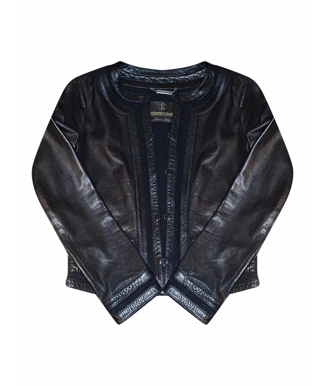 ROBERTO CAVALLI Черная кожаная куртка, фото 1