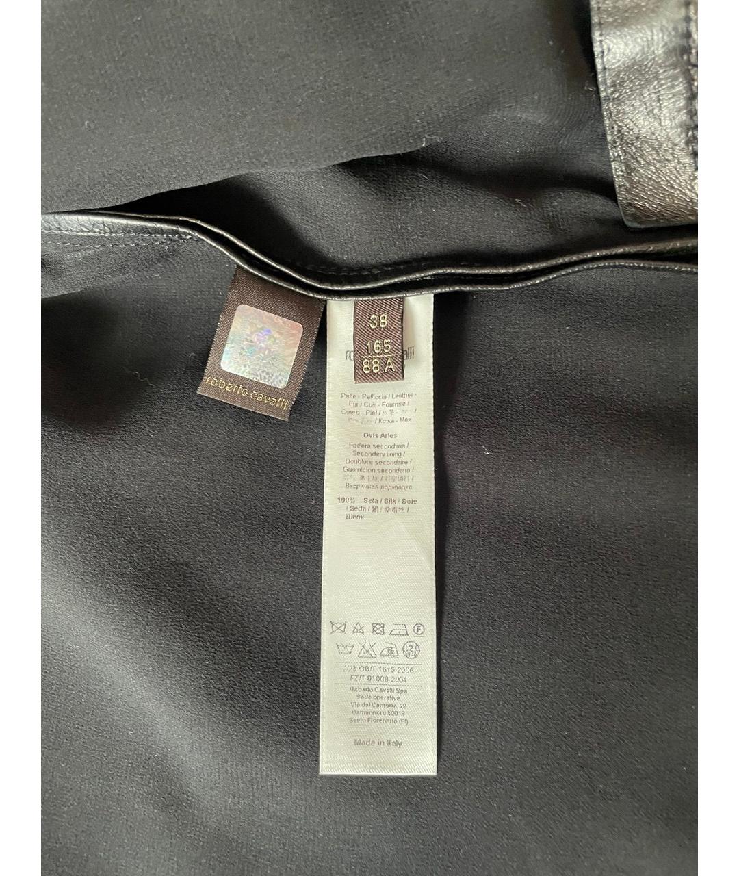 ROBERTO CAVALLI Черная кожаная куртка, фото 2