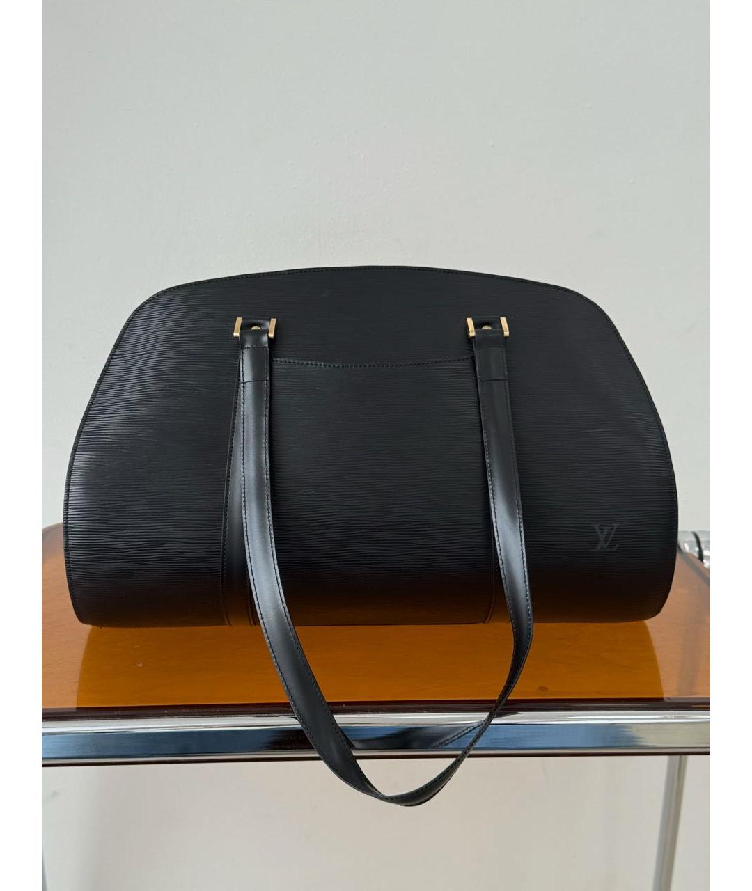 LOUIS VUITTON Черная кожаная сумка тоут, фото 9