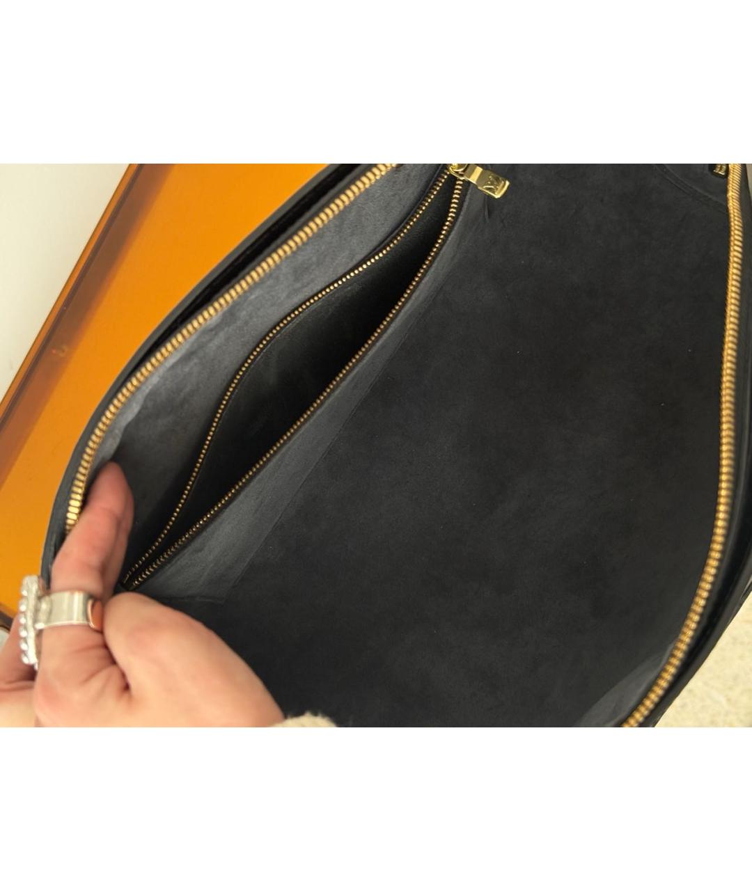 LOUIS VUITTON Черная кожаная сумка тоут, фото 8