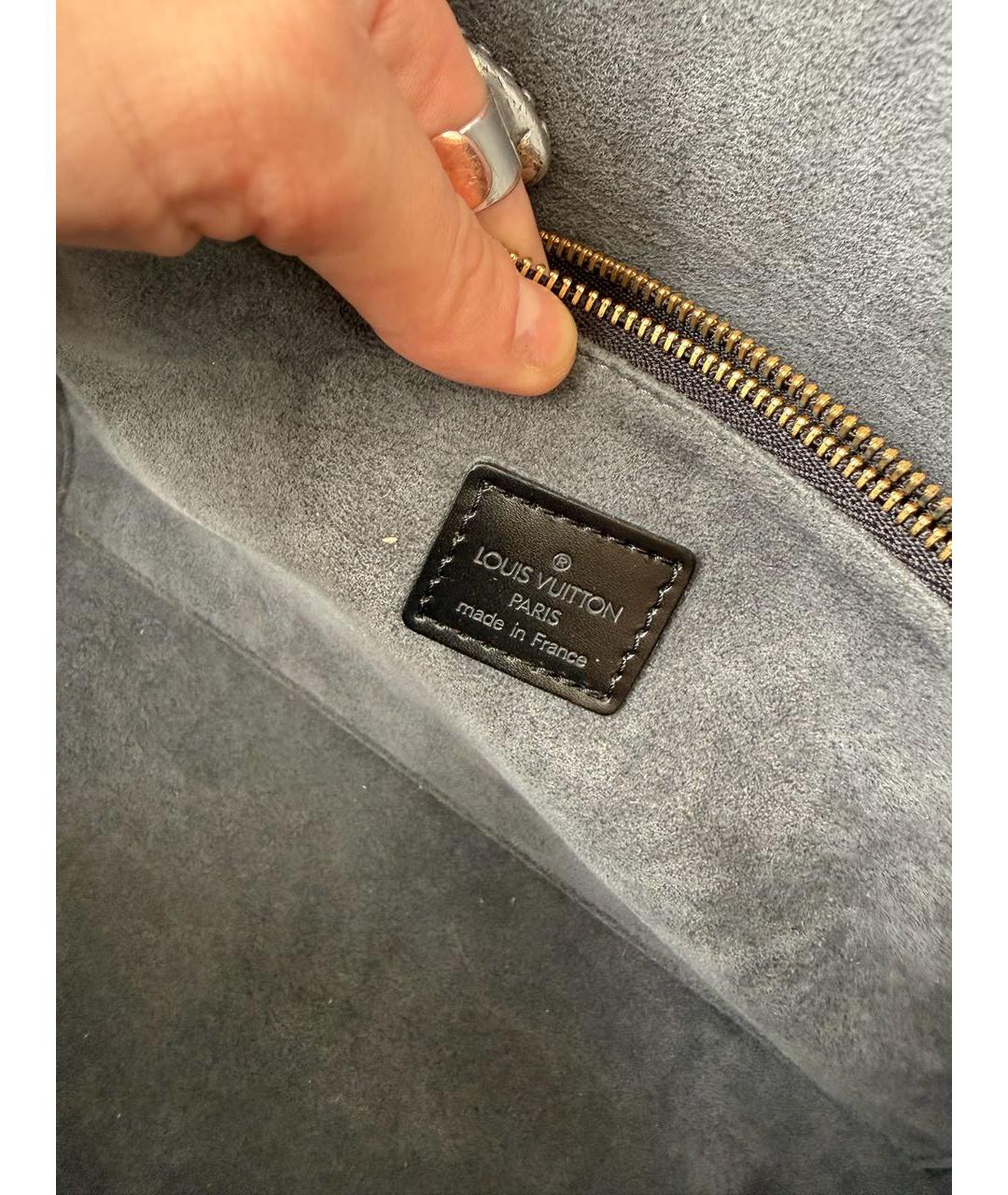 LOUIS VUITTON Черная кожаная сумка тоут, фото 7