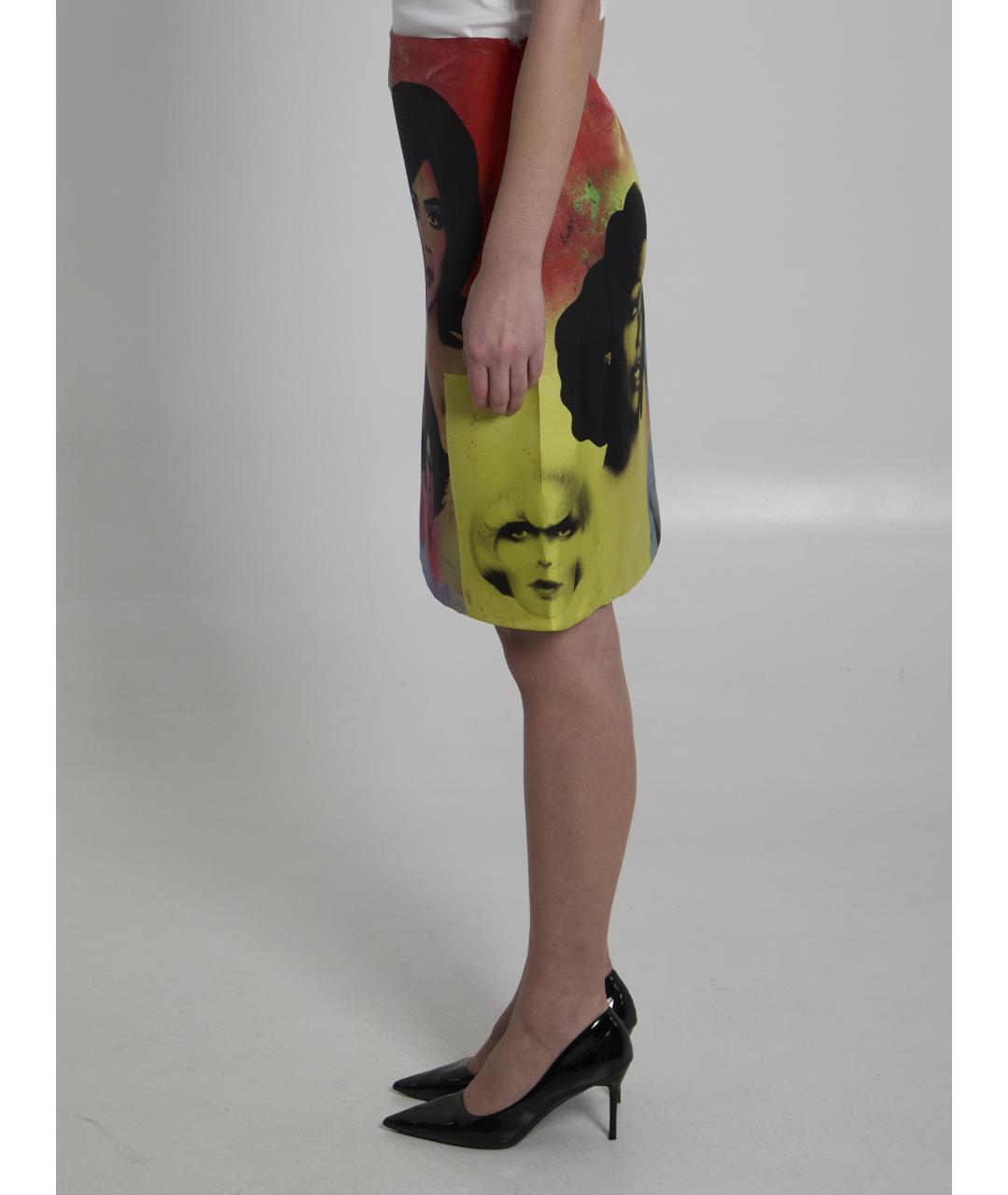 VERSACE Мульти шелковая юбка миди, фото 3