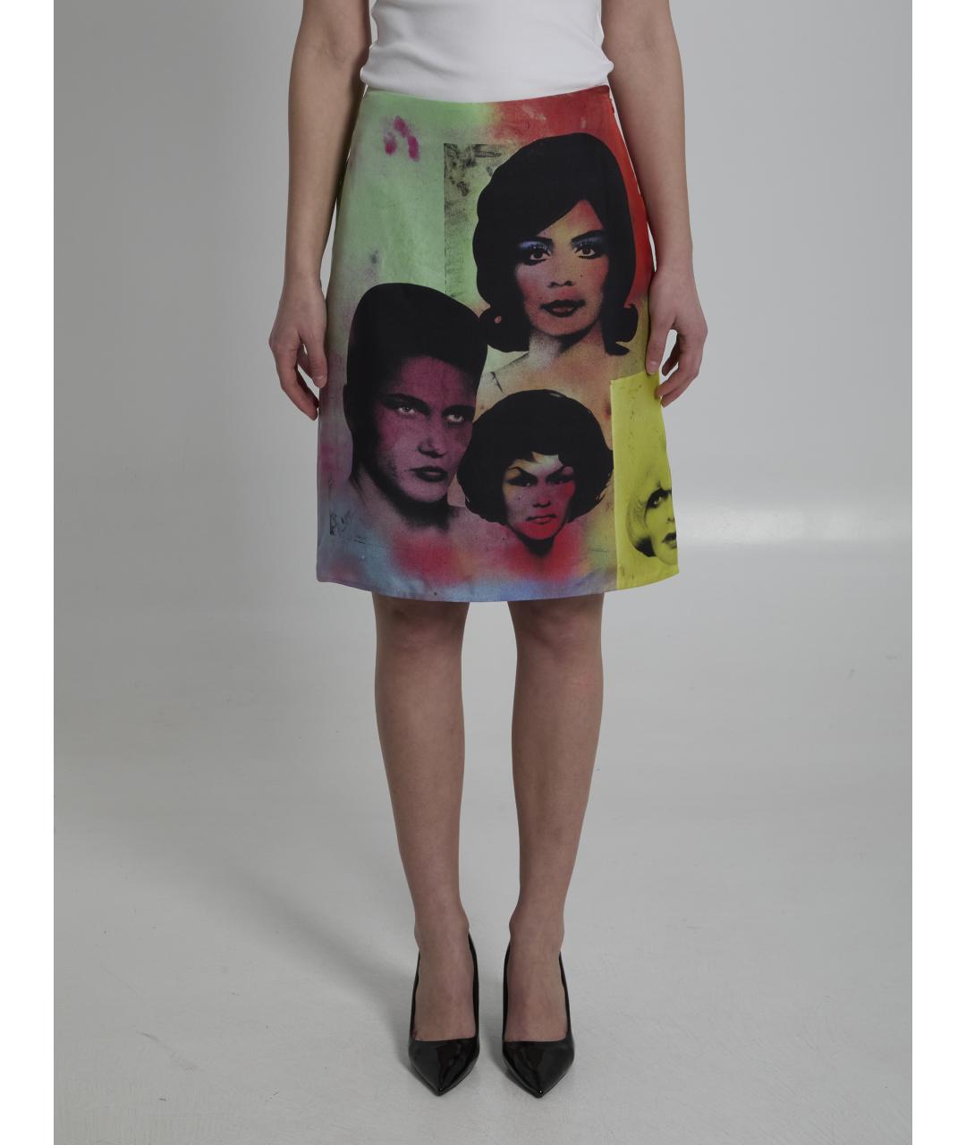 VERSACE Мульти шелковая юбка миди, фото 5