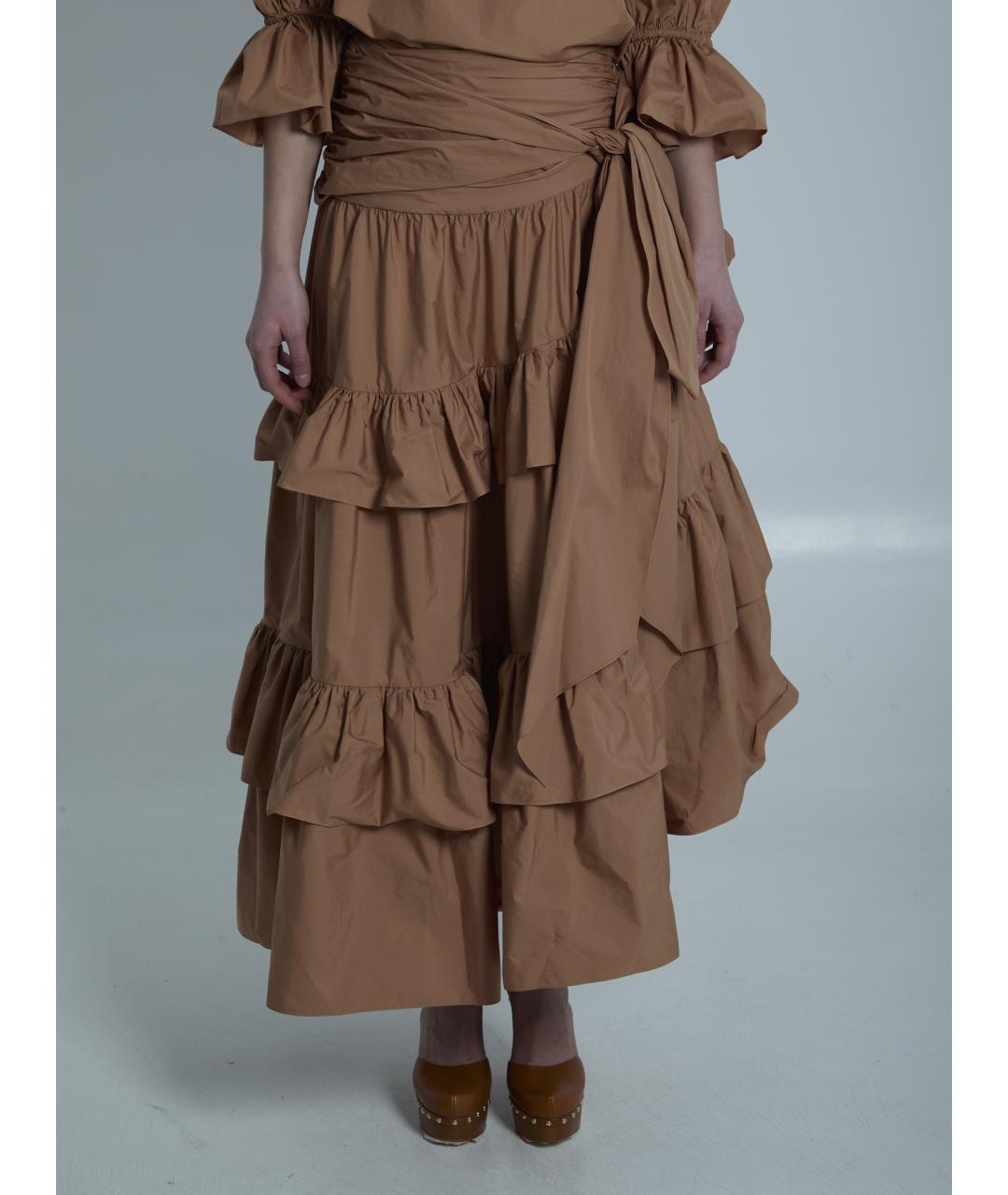 CHLOE Коричневая хлопковая юбка миди, фото 3