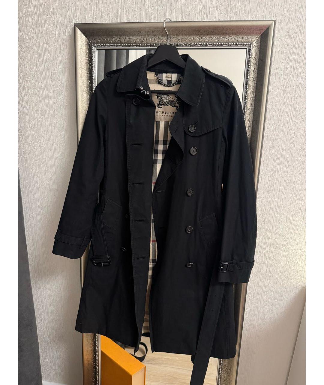BURBERRY Черный хлопковый тренч/плащ, фото 3
