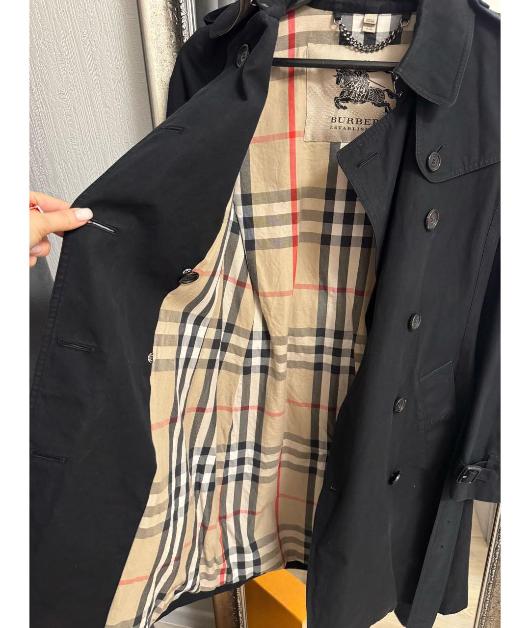 BURBERRY Черный хлопковый тренч/плащ, фото 6