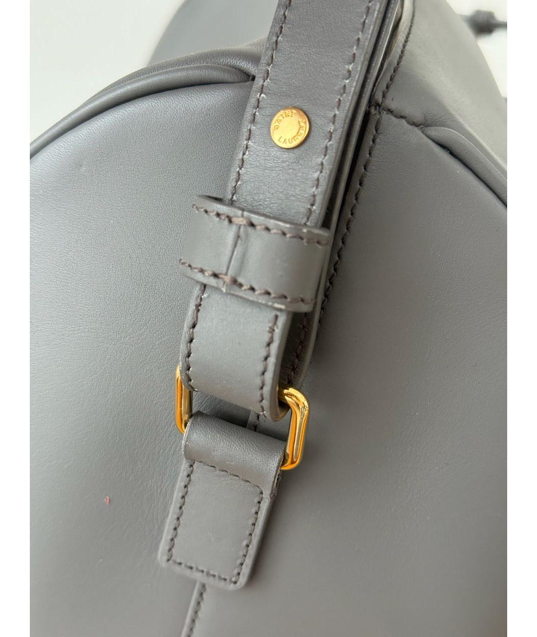 SAINT LAURENT Серая кожаная сумка тоут, фото 8