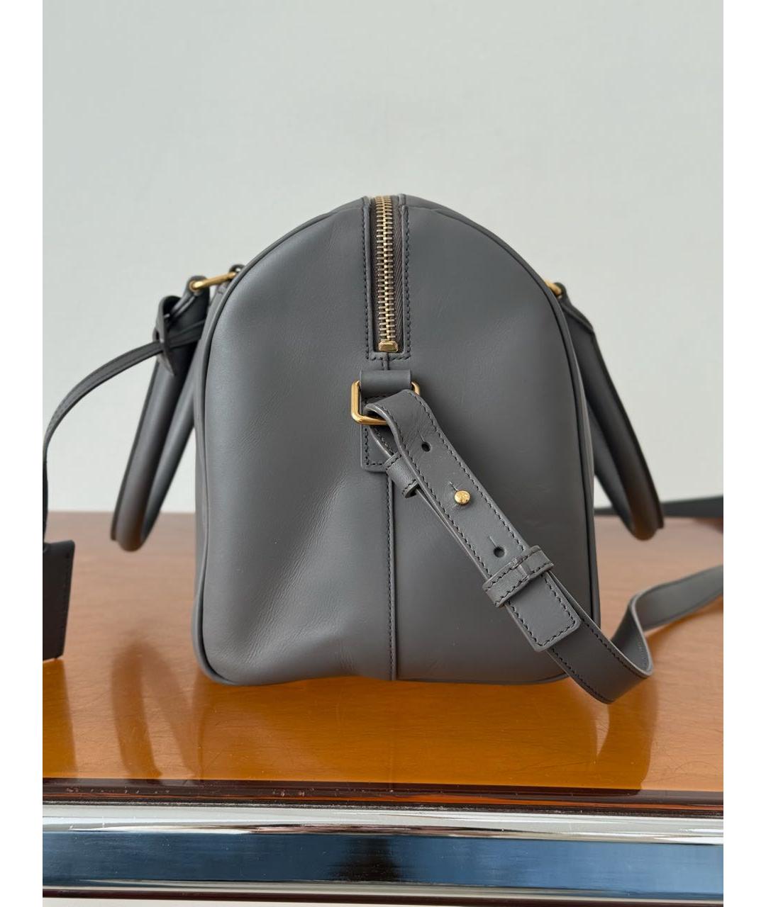 SAINT LAURENT Серая кожаная сумка тоут, фото 3
