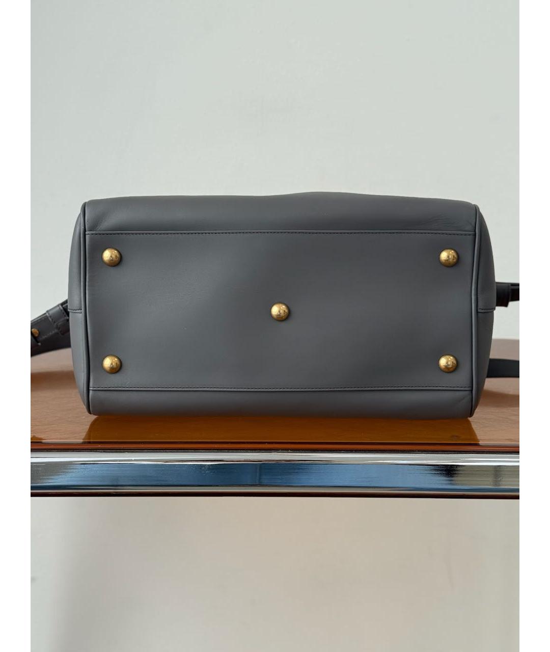 SAINT LAURENT Серая кожаная сумка тоут, фото 5