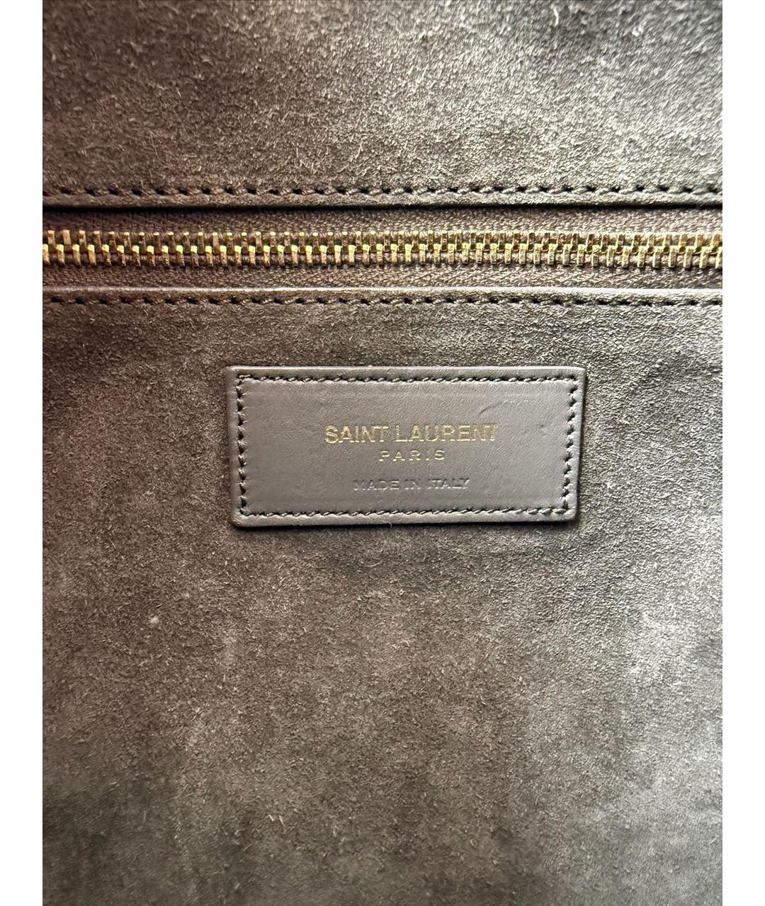 SAINT LAURENT Серая кожаная сумка тоут, фото 7