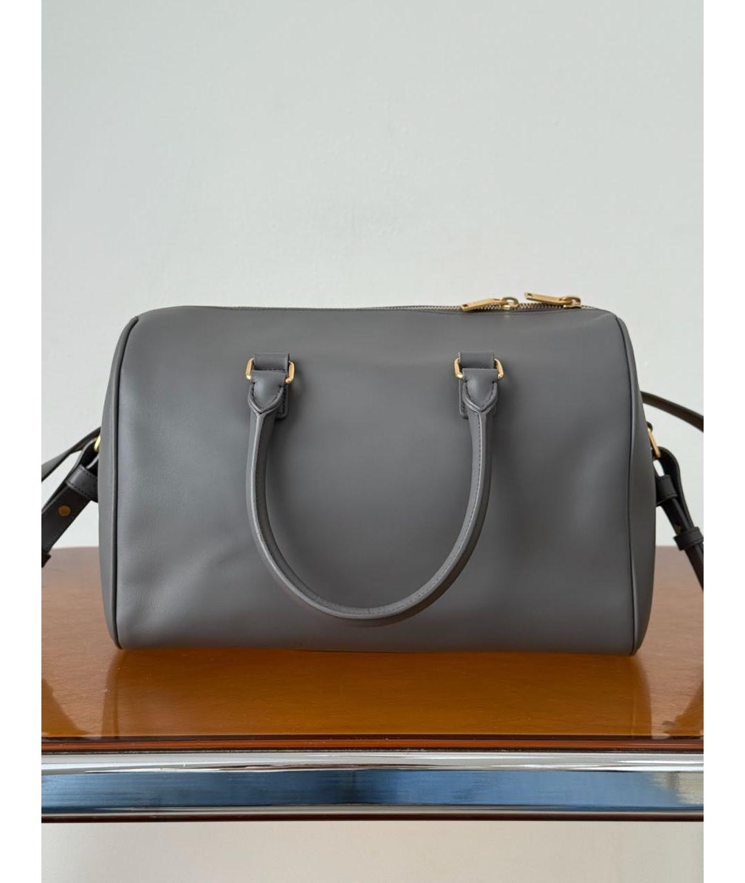 SAINT LAURENT Серая кожаная сумка тоут, фото 2