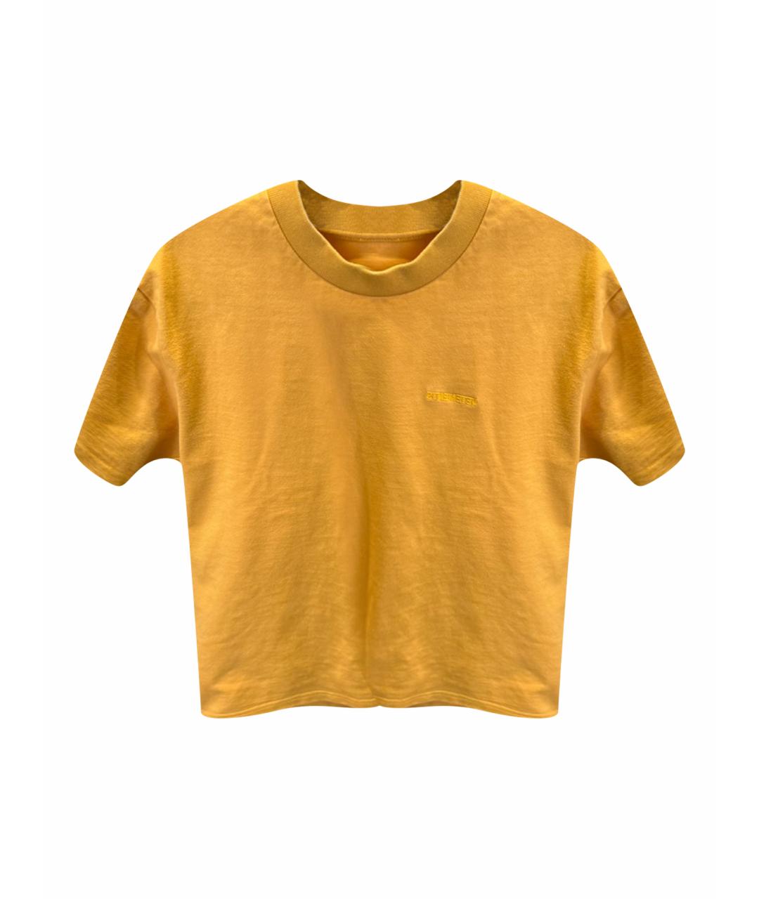 VETEMENTS Горчичная хлопковая футболка, фото 1