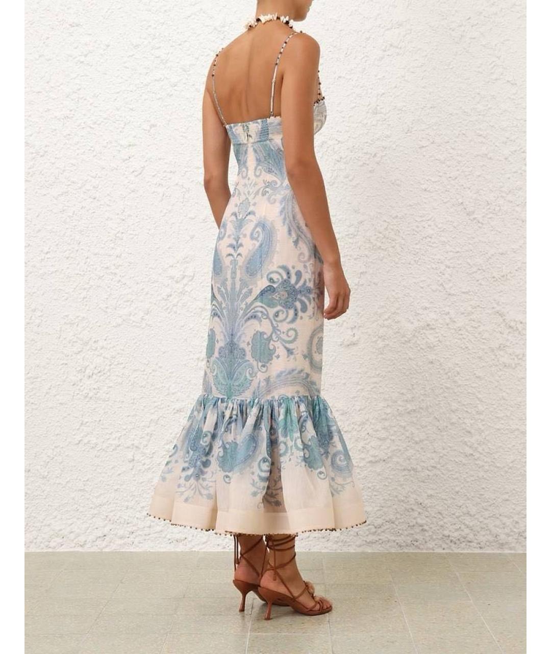 ZIMMERMANN Голубое льняное повседневное платье, фото 2