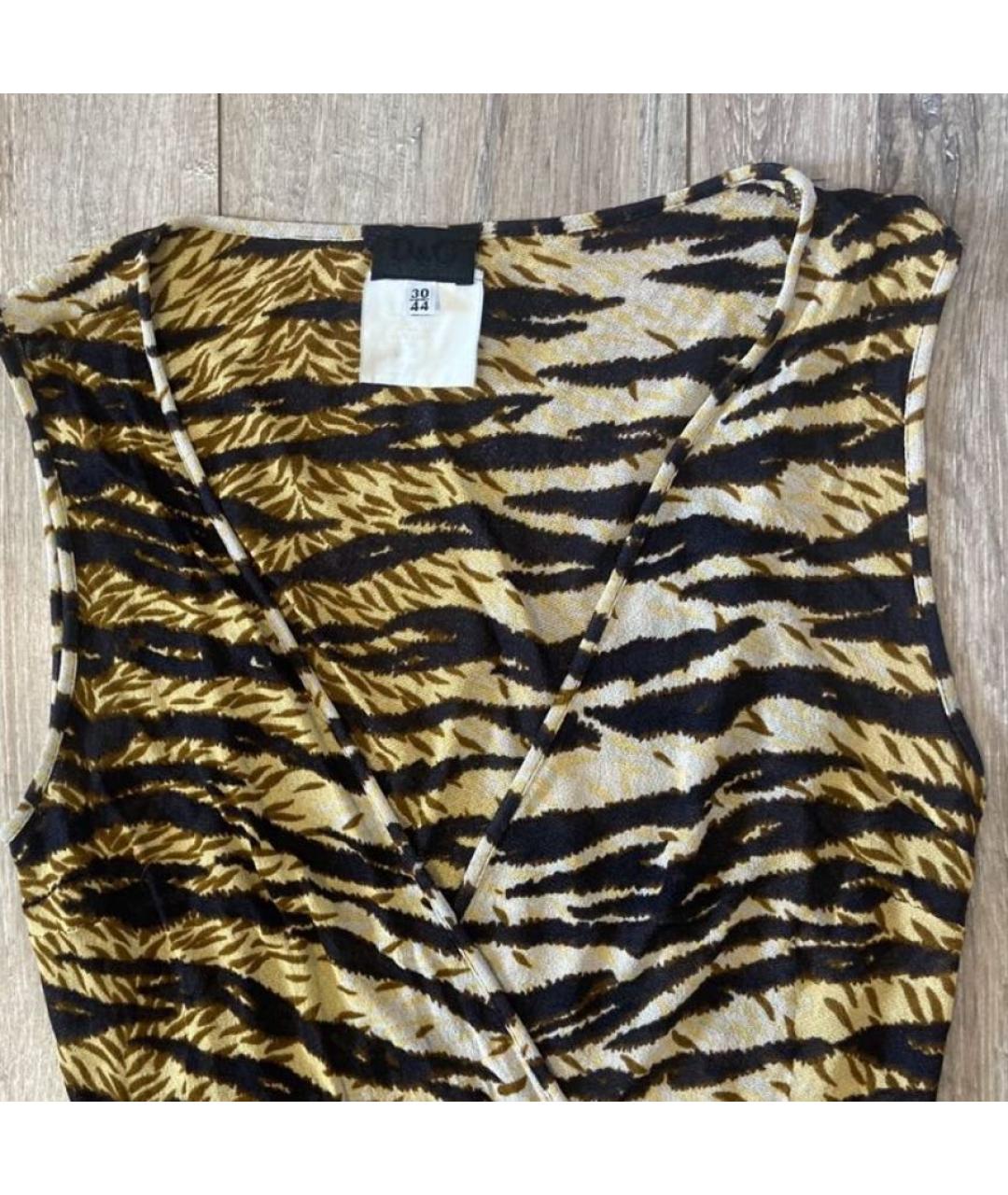 DOLCE&GABBANA Бежевое шелковое повседневное платье, фото 3