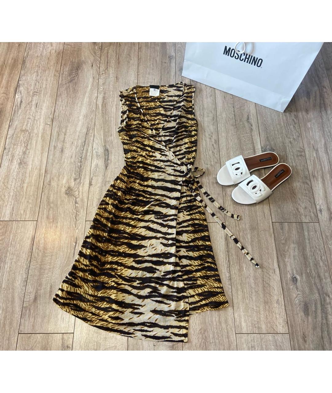 DOLCE&GABBANA Бежевое шелковое повседневное платье, фото 7