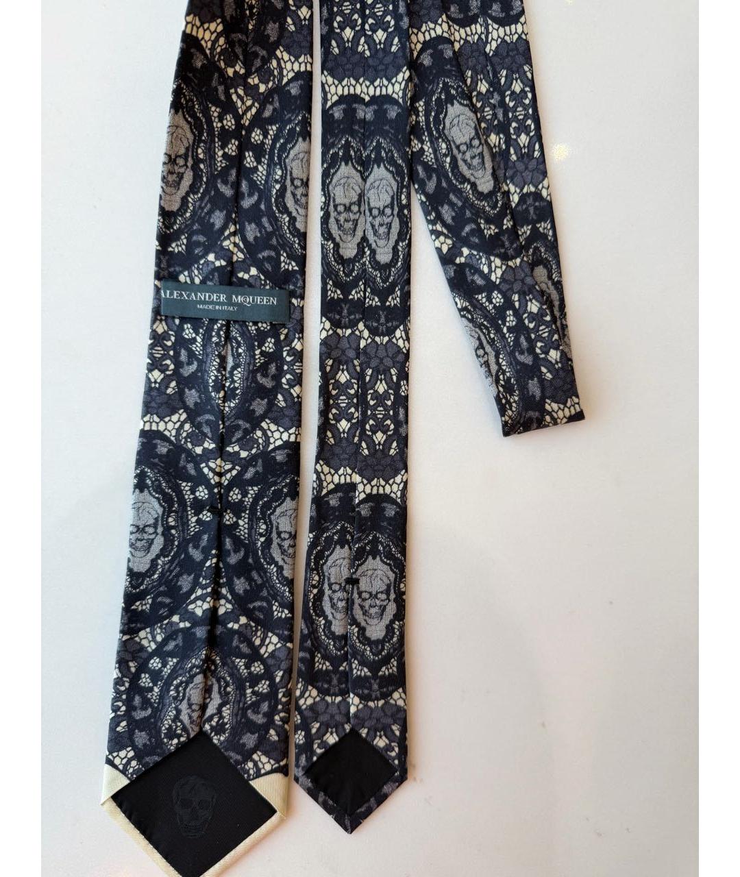 ALEXANDER MCQUEEN Серый шелковый галстук, фото 3
