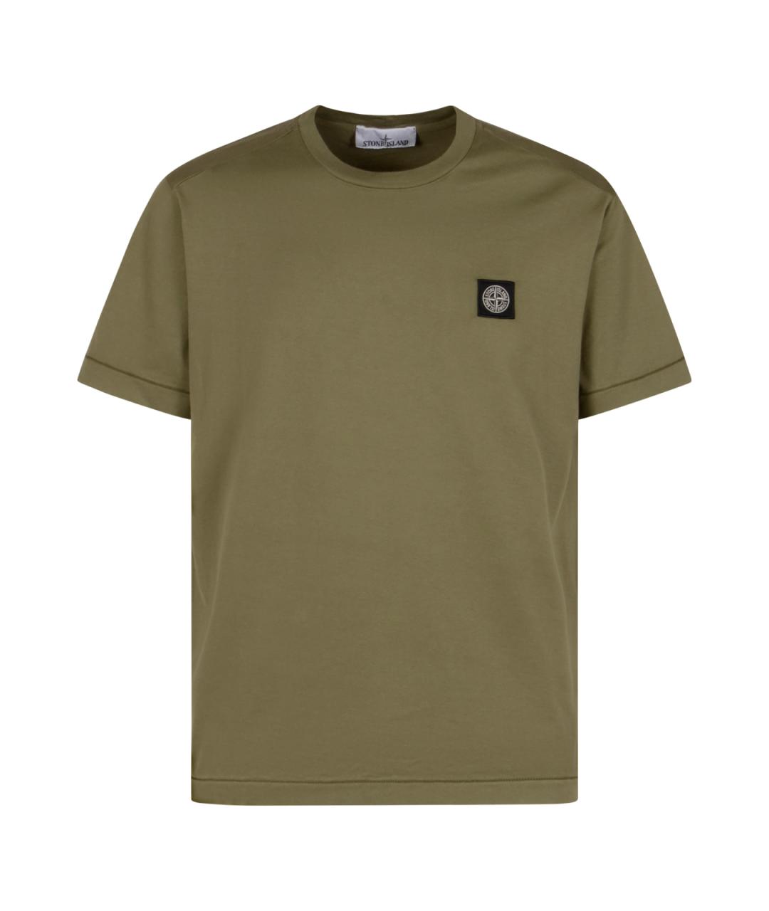 STONE ISLAND Хаки хлопковая футболка, фото 1