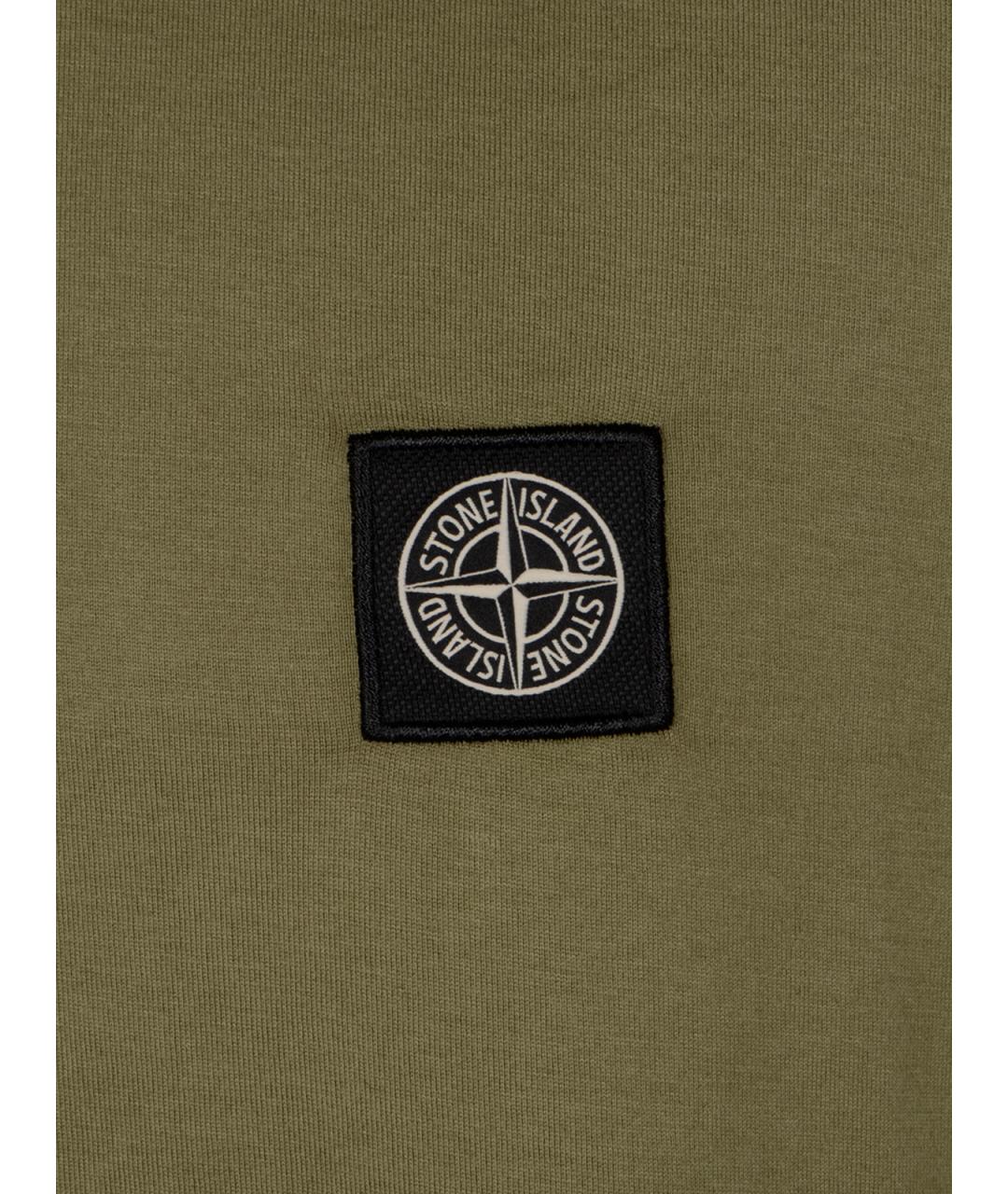 STONE ISLAND Хаки хлопковая футболка, фото 3