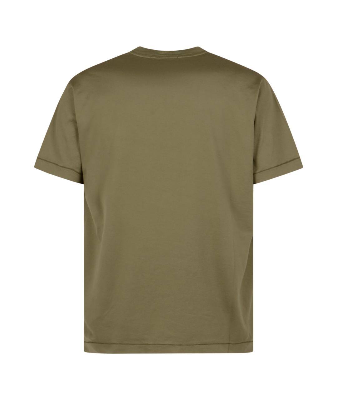STONE ISLAND Хаки хлопковая футболка, фото 2