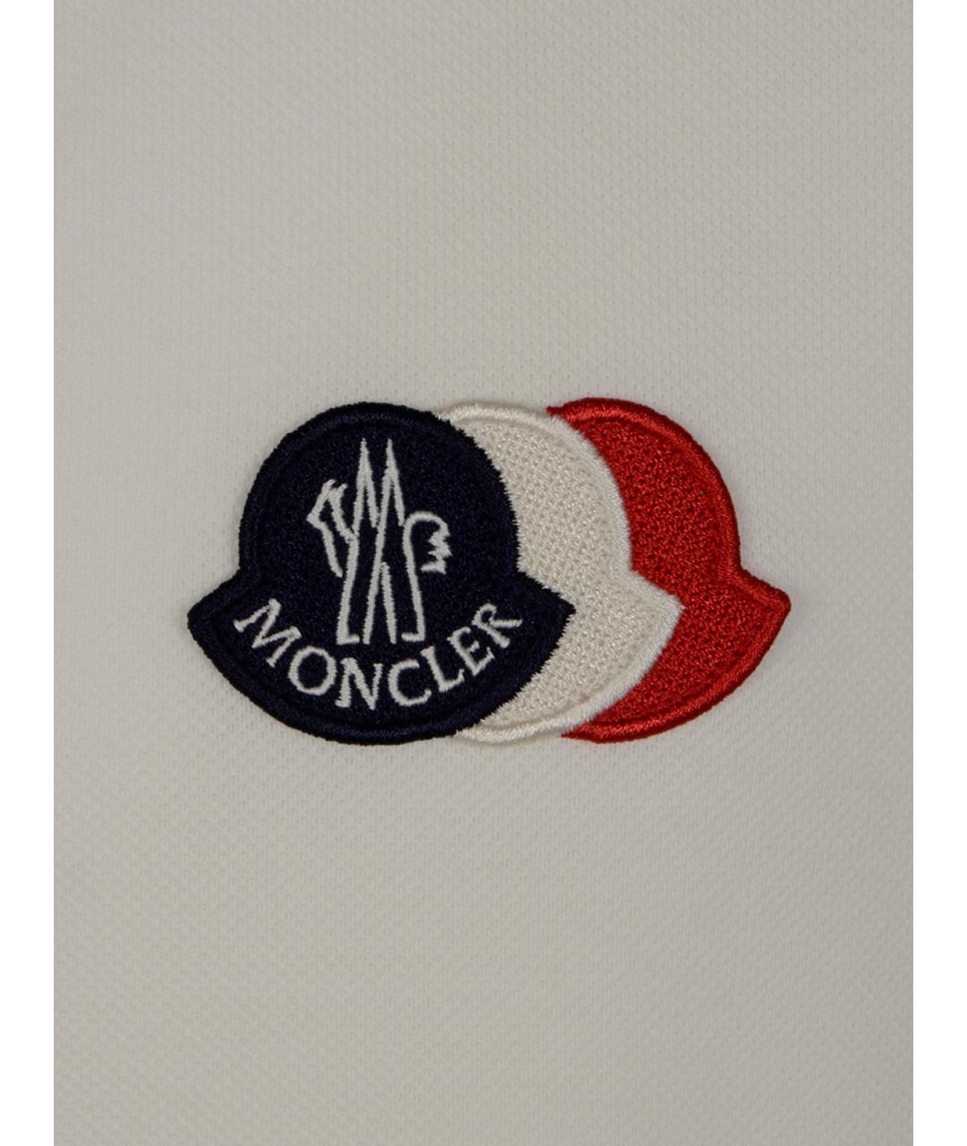 MONCLER Бежевое хлопковое поло с коротким рукавом, фото 3