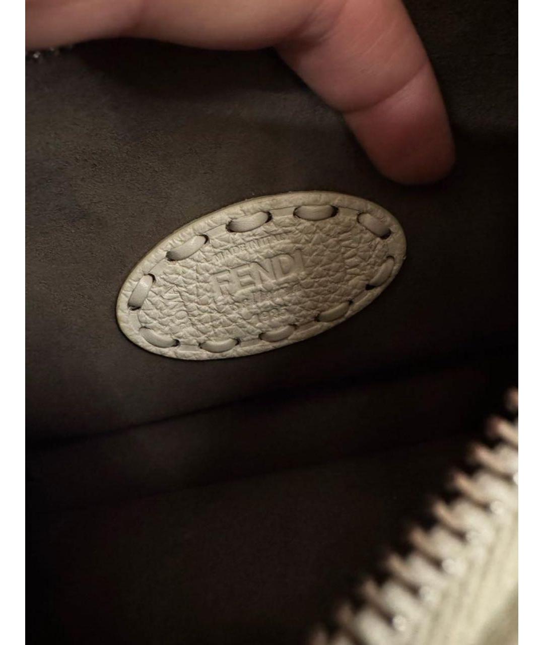 FENDI Белая кожаная сумка с короткими ручками, фото 4