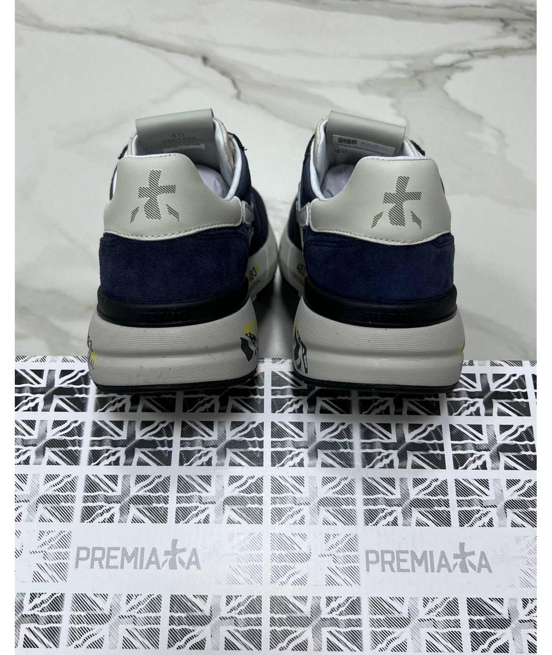 PREMIATA Темно-синие кожаные низкие кроссовки / кеды, фото 5