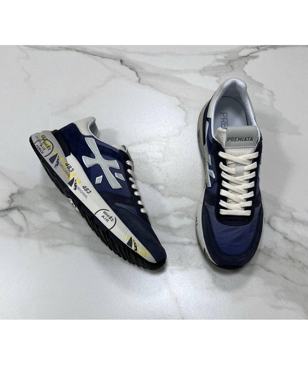 PREMIATA Темно-синие кожаные низкие кроссовки / кеды, фото 2