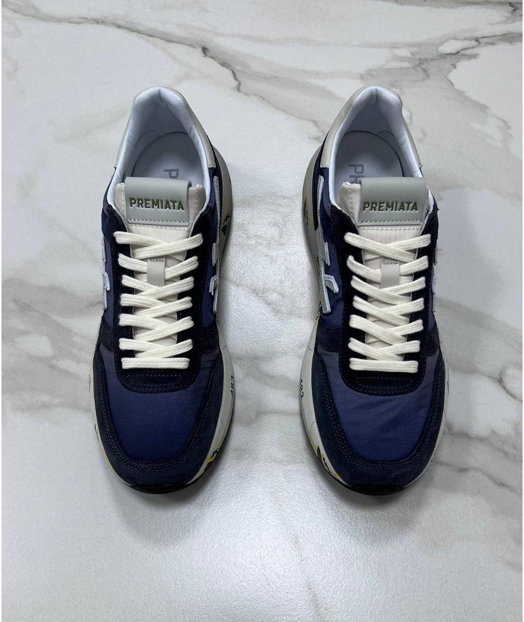 PREMIATA Темно-синие кожаные низкие кроссовки / кеды, фото 3