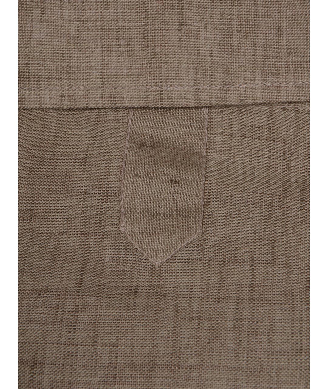 CANALI Коричневая льняная классическая рубашка, фото 3