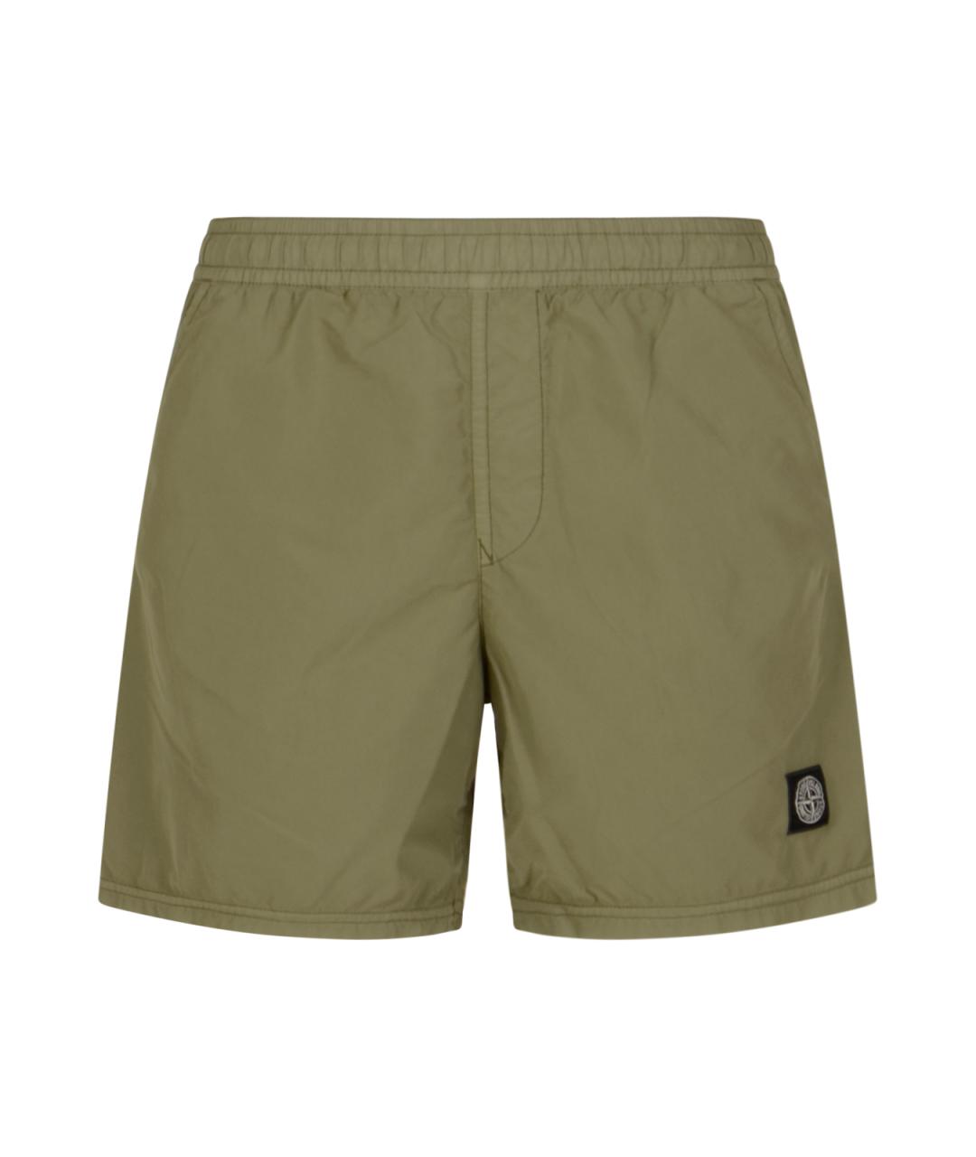 STONE ISLAND Хаки полиамидовые шорты, фото 1