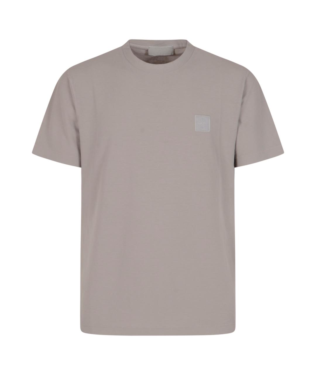 STONE ISLAND Серая хлопковая футболка, фото 1