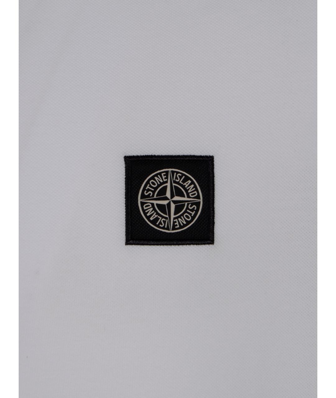 STONE ISLAND Белое хлопковое поло с коротким рукавом, фото 3