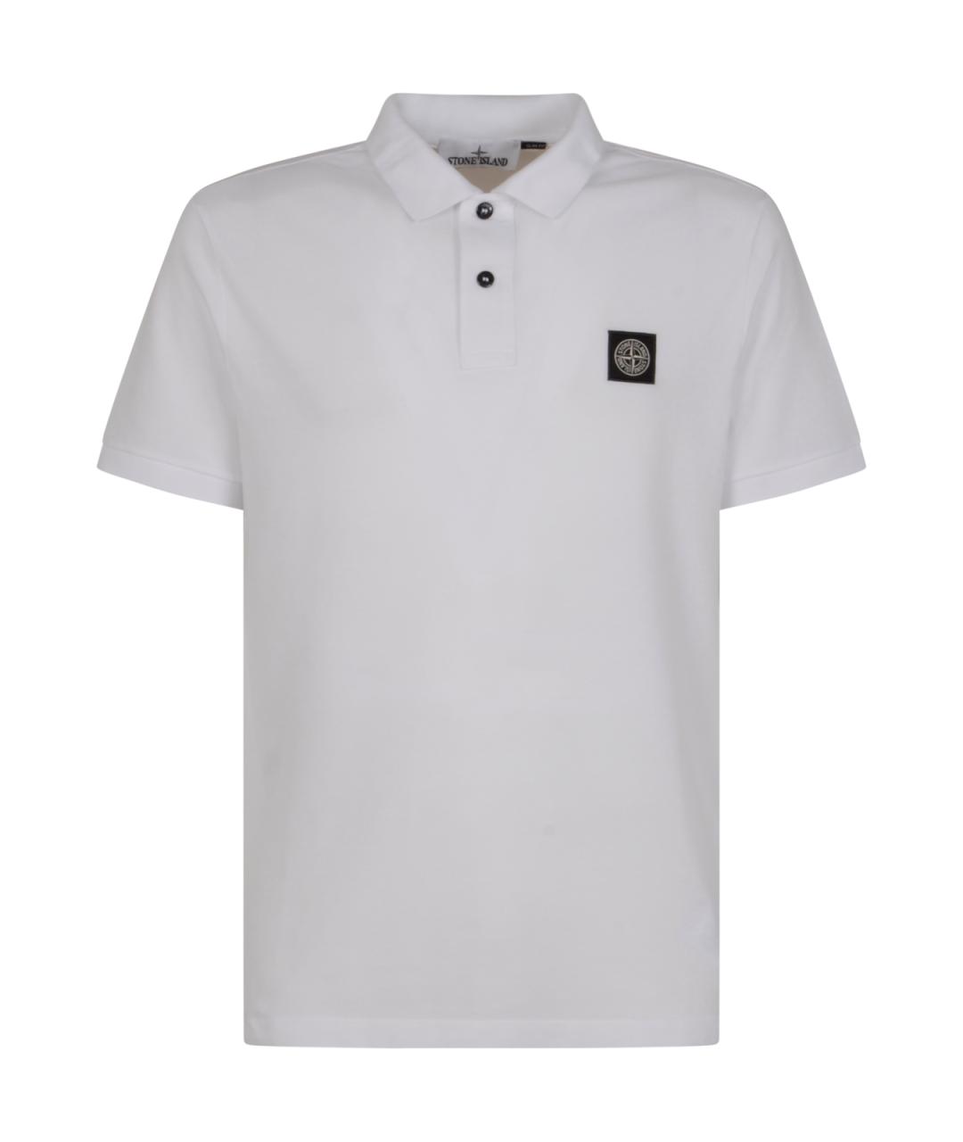 STONE ISLAND Белое хлопковое поло с коротким рукавом, фото 1