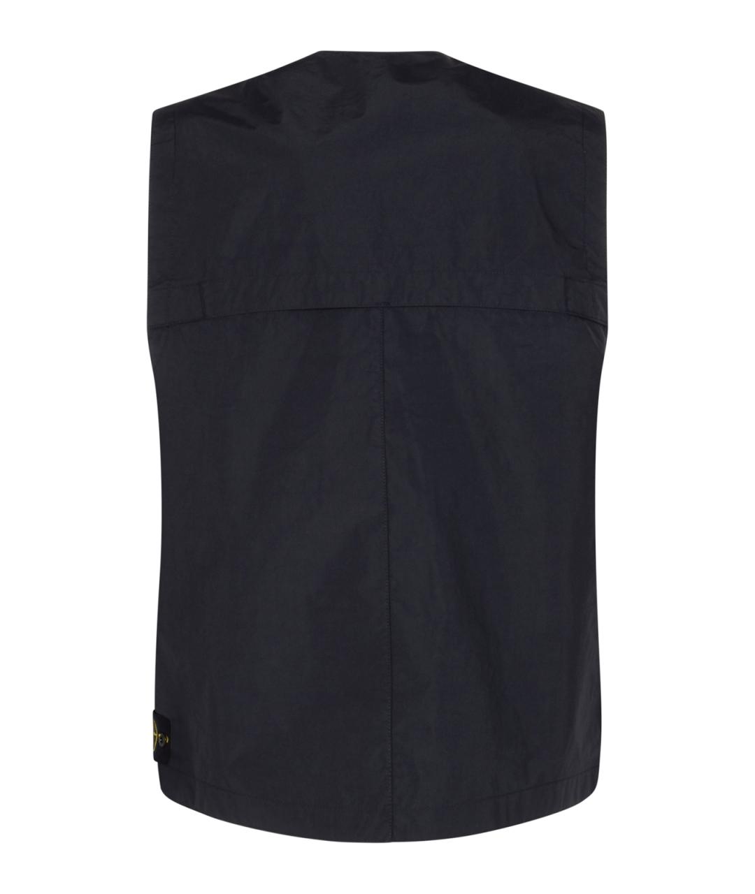 STONE ISLAND Темно-синий полиэстеровый жилет, фото 2