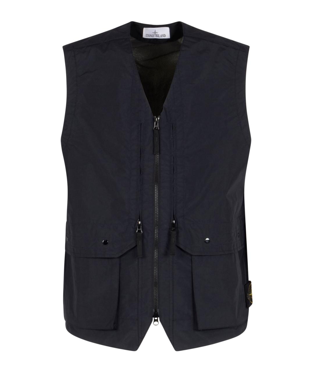 STONE ISLAND Темно-синий полиэстеровый жилет, фото 1