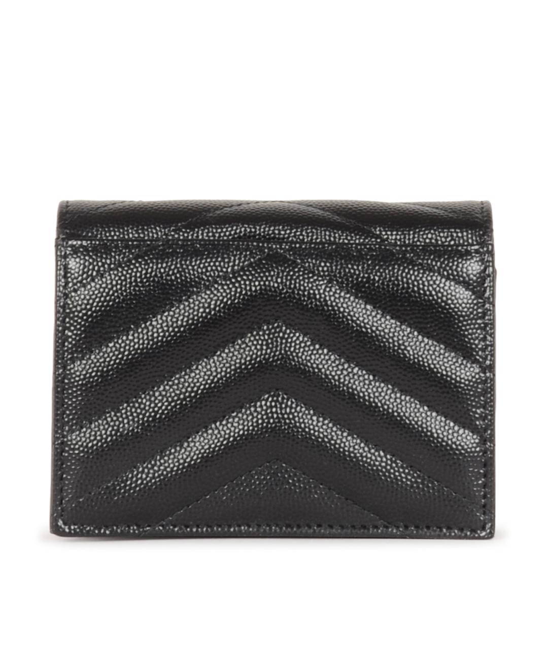 SAINT LAURENT Черный кожаный кошелек, фото 3