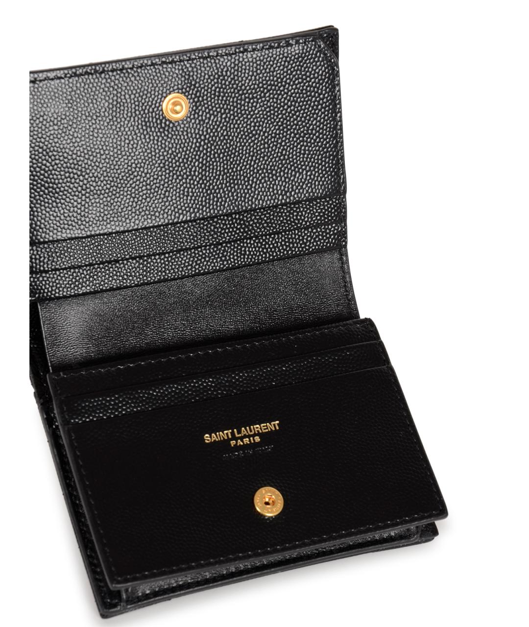 SAINT LAURENT Черный кожаный кошелек, фото 4