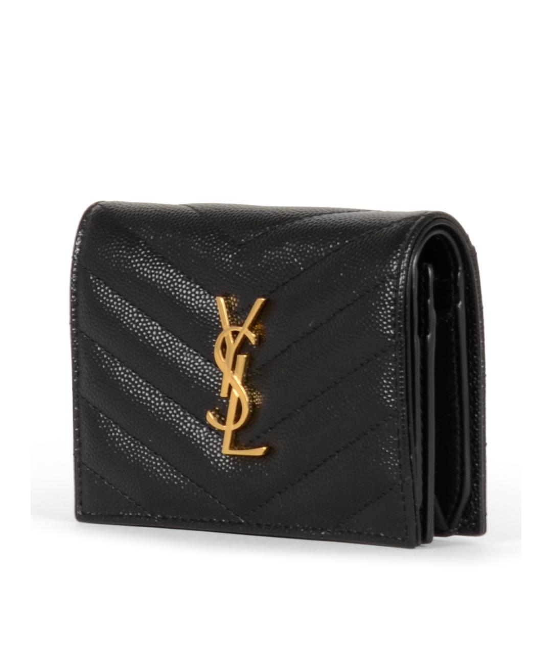 SAINT LAURENT Черный кожаный кошелек, фото 2